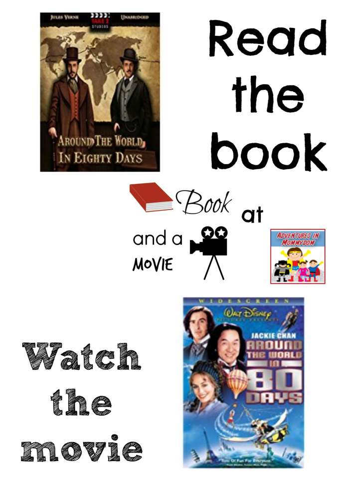 Around the World in 80 Days book and a movie
