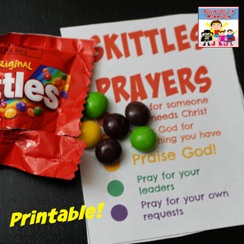 Free Skittles prayer printable for use with your Sunday School or homeschool Bible lesson