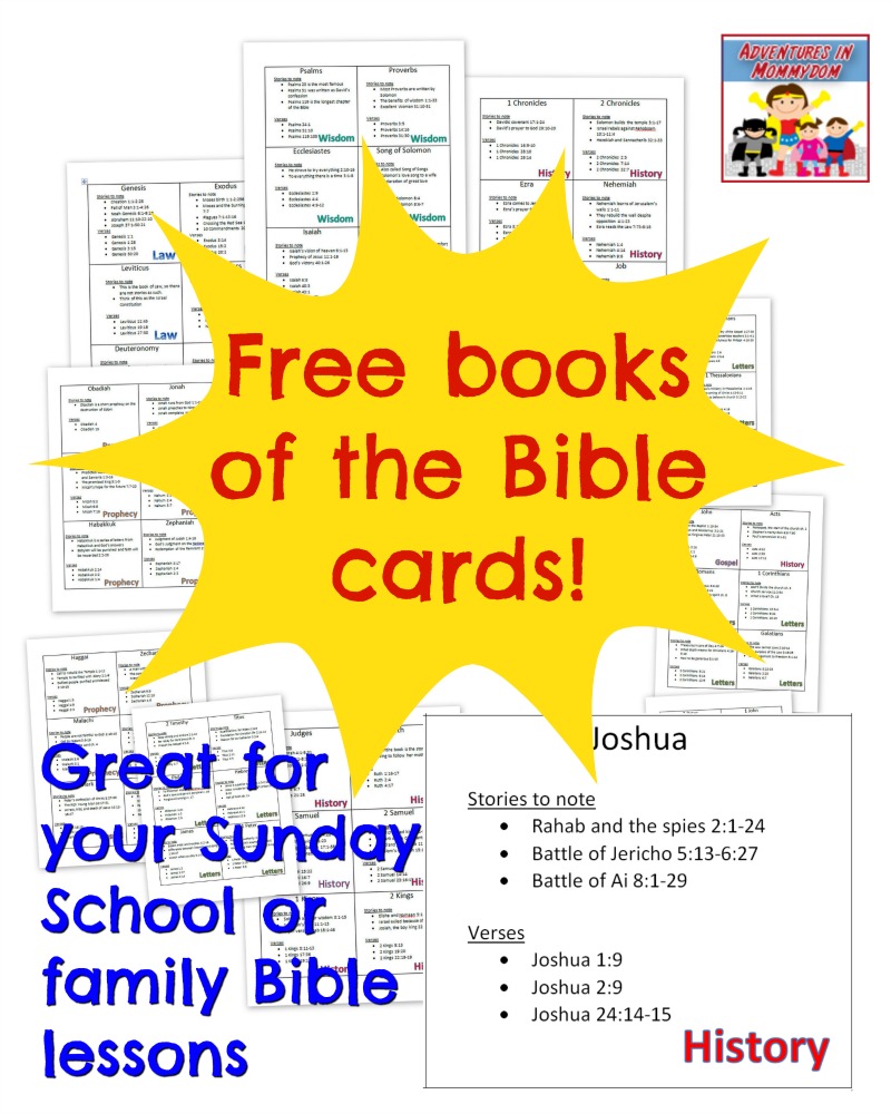 Free books of the Bible cards