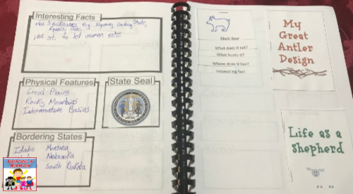 Wyoming state study notebooking pages