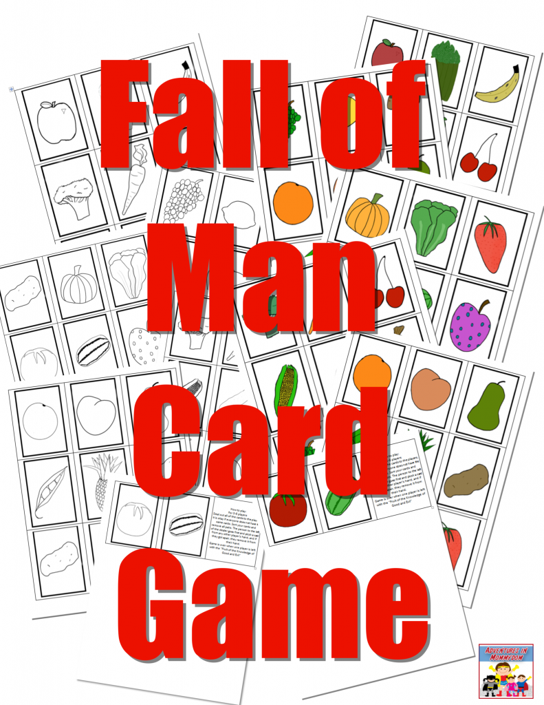 fall of man printable card game in black and white and color