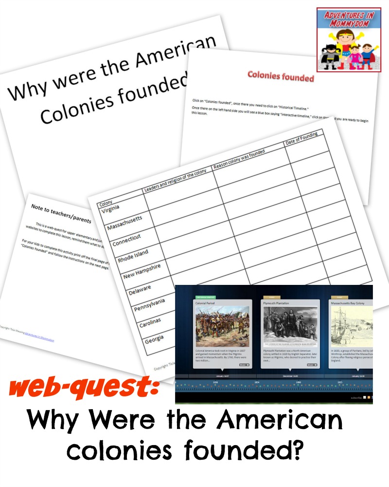 web quest Why Were the American colonies founded